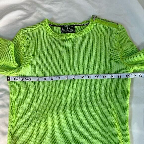 Lauren Ralph Lauren Active Lime Green Knit Sweater Womens Small NWT Elbow Pads - Picture 5 of 8